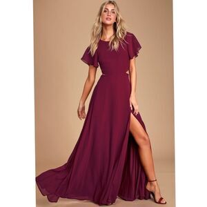 Lulu’s Garden Bliss Burgundy Cutout Maxi Dress